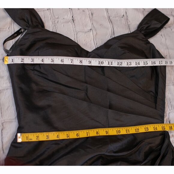 Bill Levkoff Formal Gown Prom Dress Tissue Taffeta Chiffon Long Black Size 12 - Picture 9 of 12